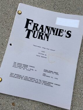 Vtg Frannie’s Turn 90s TV Sitcom Production Final Draft Script Wrap Your Guava